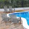 Patio Durable Acacia Wood Adirondack Lounge Armchair with Slatted High Backrest